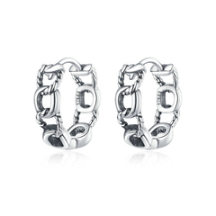 Boucles d’Oreilles Créoles Chaîne en argent 925 plaqué or blanc