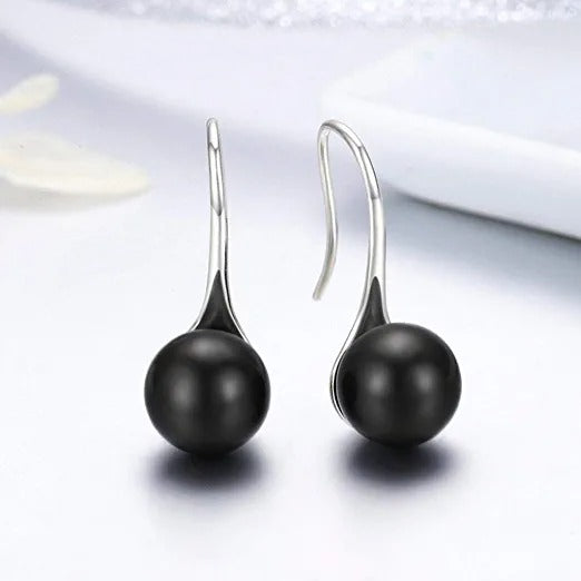 Boucles d'Oreilles Perles Noires - Image 3