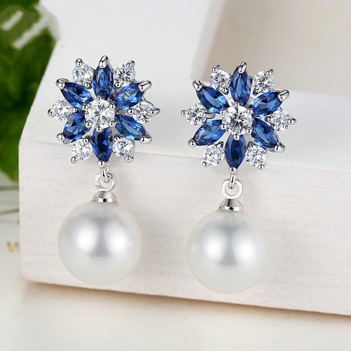 Boucles d'Oreilles Flocon de Neige avec Perles - Image 5