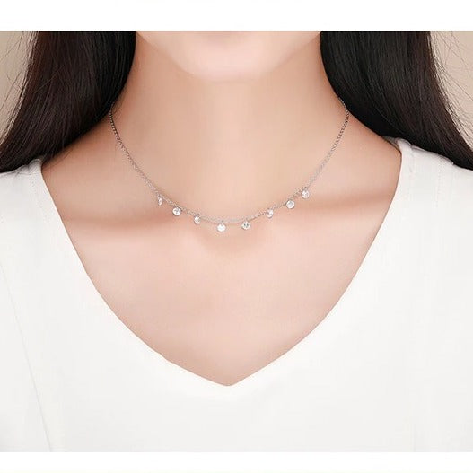 Collier Points Lumineux en argent 925 plaqué or blanc avec zircons blancs - Photo 2