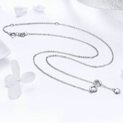 Collier Infini avec Coeur en argent 925 plaqué or blanc ajustable avec zircons blancs - Photo 3