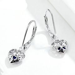 Boucles d’Oreilles Pendentif Coeurs en argent 925 plaqué or blanc - Photo 3