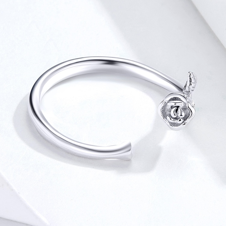 Bague Rose en argent 925 plaqué or blanc ajustable - Photo 5