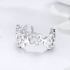 Bague Pattes en argent 925 plaqué or blanc ajustable - Photo 4
