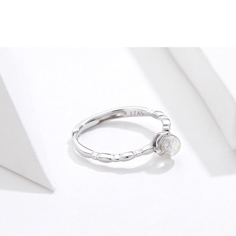 Bague Pierre de Lune en argent 925 plaqué or blanc ajustable - Photo 5