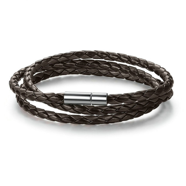 Bracelet en Cuir Marron avec fermeture magnétique et longueur 60 cm