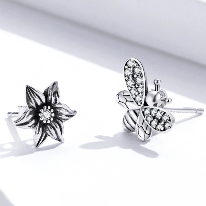 Boucles d'Oreilles Abeille et Fleur - Image 4