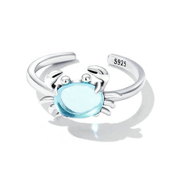 Bague Crabe en argent 925 plaqué or blanc ajustable avec pierre de lune - Photo 4