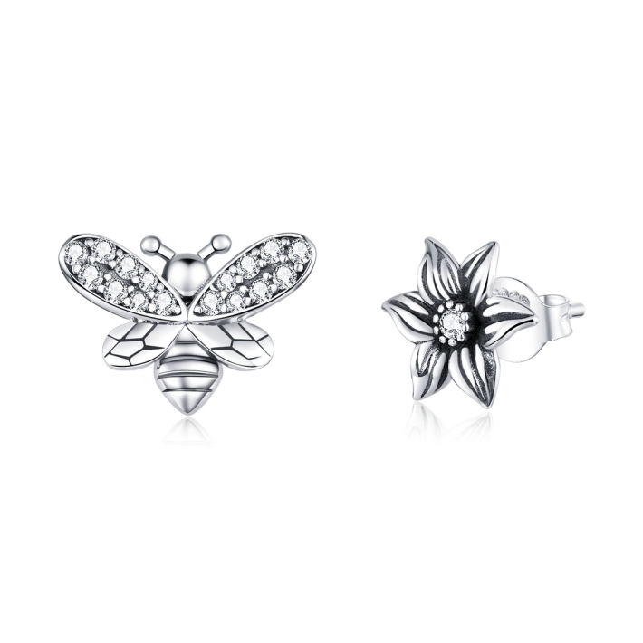 Boucles d'Oreilles Abeille et Fleur
