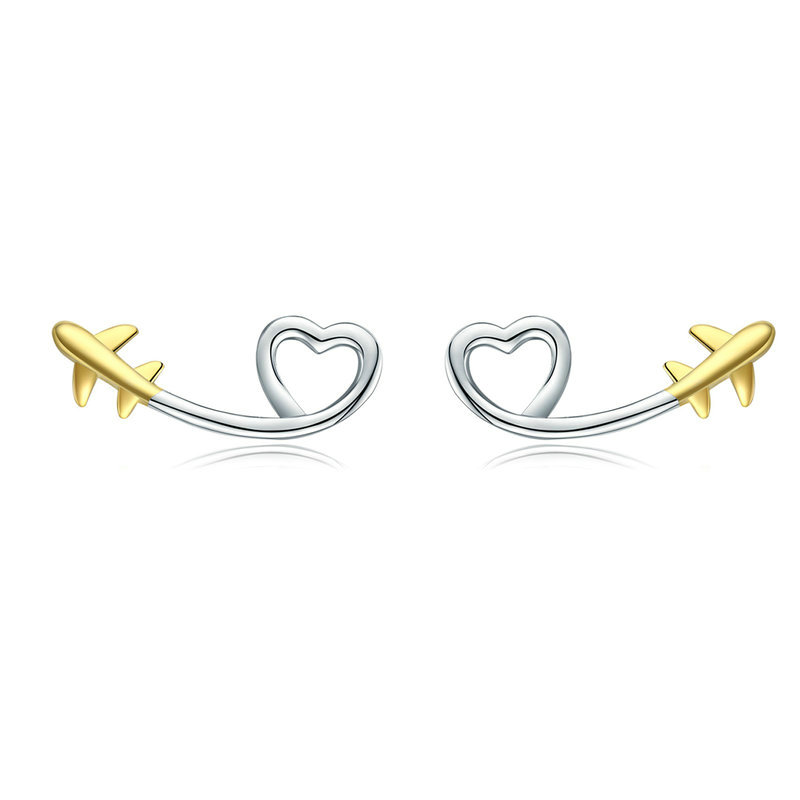 Boucles d'Oreilles Coeurs avec Avions - Image 4