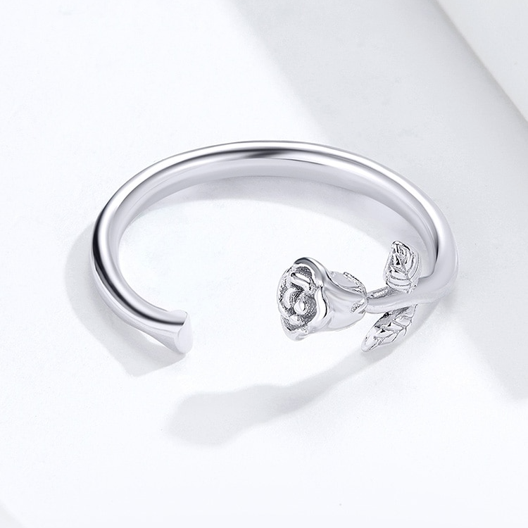 Bague Rose en argent 925 plaqué or blanc ajustable - Photo 4