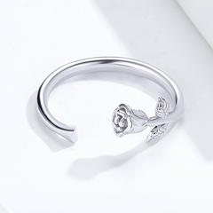 Bague Rose en argent 925 plaqué or blanc ajustable - Photo 4