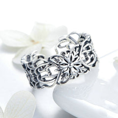 Bague Fleurs Anciennes en argent 925 plaqué or blanc ajustable - Photo 4