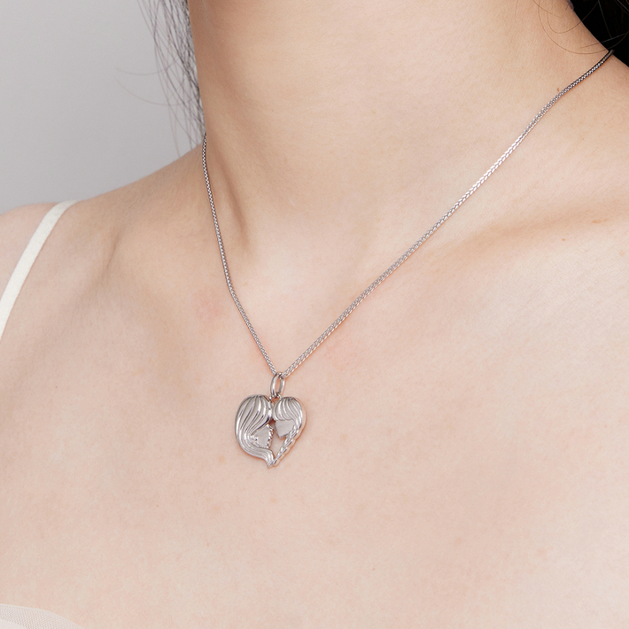 Collier Mère et Fille en argent 925 plaqué or blanc ajustable - Photo 2