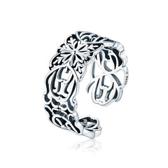 Bague Fleurs Anciennes en argent 925 plaqué or blanc ajustable