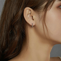 Boucles d’Oreilles Créoles Roses en argent 925 plaqué or blanc - Photo 2