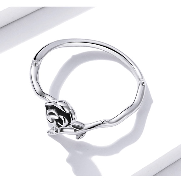 Bague Rose en argent 925 plaqué or blanc ajustable - Photo 5