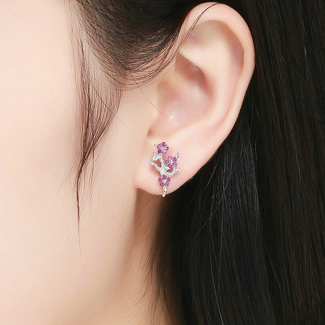 Boucles d'Oreilles Fleurs de Cerisier - Image 2