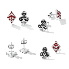 Boucles d'Oreilles Diamants et Clubs de Poker - Image 3