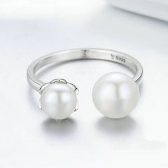 Bague avec Perles en argent 925 plaqué or blanc ajustable - Photo 4