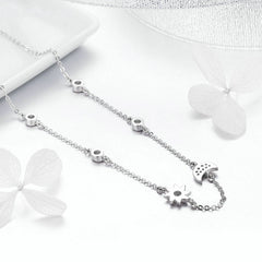 Collier Lune et Étoile en argent 925 plaqué or blanc ajustable avec zircons blancs - Photo 3