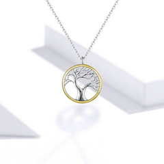 Collier Arbre de Vie Argent Sterling 925 plaqué or blanc et or jaune - Photo 3