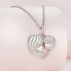 Collier Mère et Fille en argent 925 plaqué or blanc ajustable - Photo 4