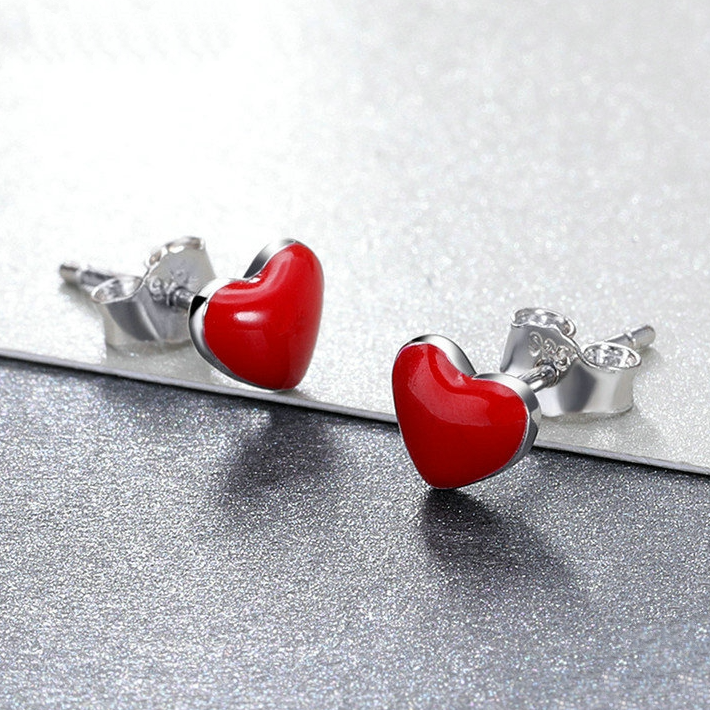 Boucles d'Oreilles Coeurs Rouges - Image 4