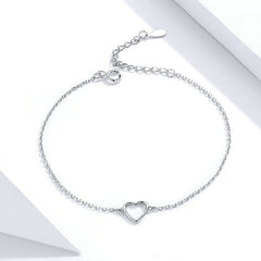 Bracelet Coeur en argent 925 plaqué or blanc ajustable - Photo 3