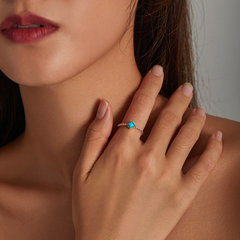 Bague Vintage avec Turquoise en argent 925 plaqué or blanc ajustable - Photo 2