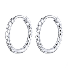 Boucles d’Oreilles Créoles Tressées en argent 925 plaqué or blanc