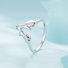 Bague Maman Chat en argent 925 plaqué or blanc ajustable - Photo 4