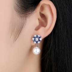 Boucles d'Oreilles Flocon de Neige avec Perles - Image 2