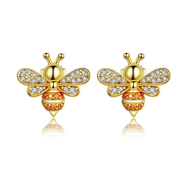 Boucles d'Oreilles Abeilles Brillantes