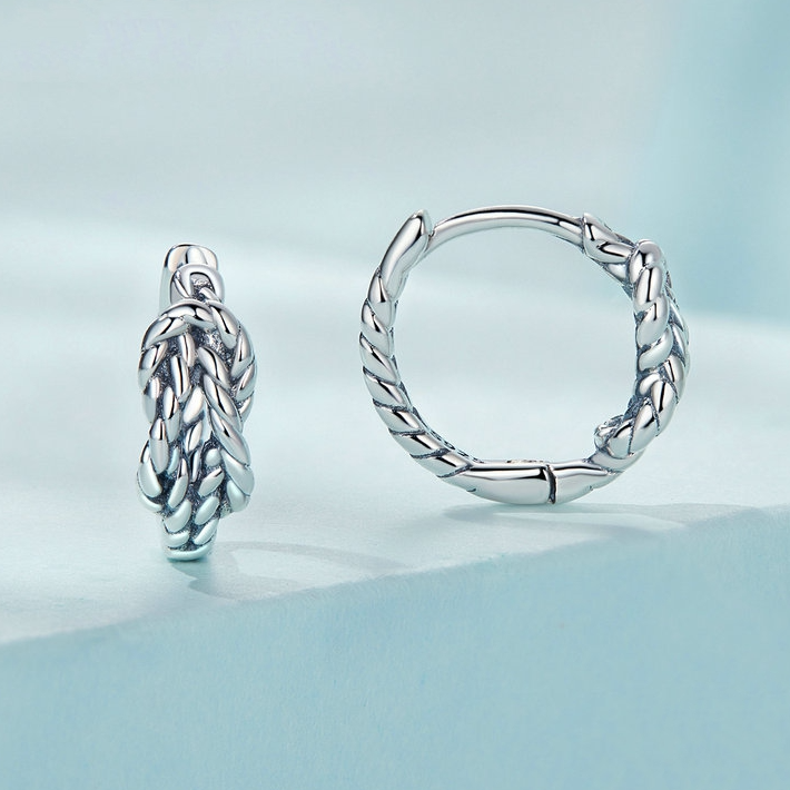 Boucles d’Oreilles Créoles Noeud Infini Argent Sterling 925 plaqué or blanc - Photo 3