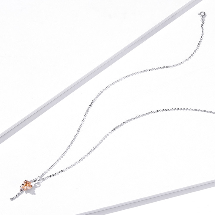 Collier Rose en argent 925 plaqué or blanc et or rose ajustable - Photo 5