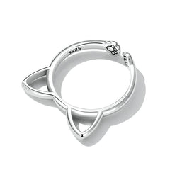 Bague Oreilles de Chat en argent 925 plaqué or blanc ajustable - Photo 3