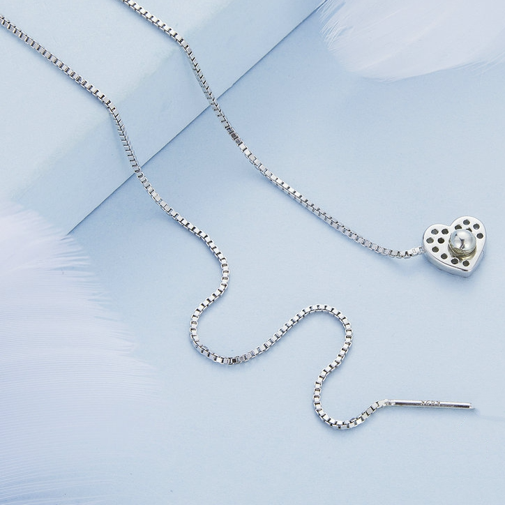 Collier Coeur en argent 925 plaqué or blanc ajustable avec zircons blancs - Photo 5