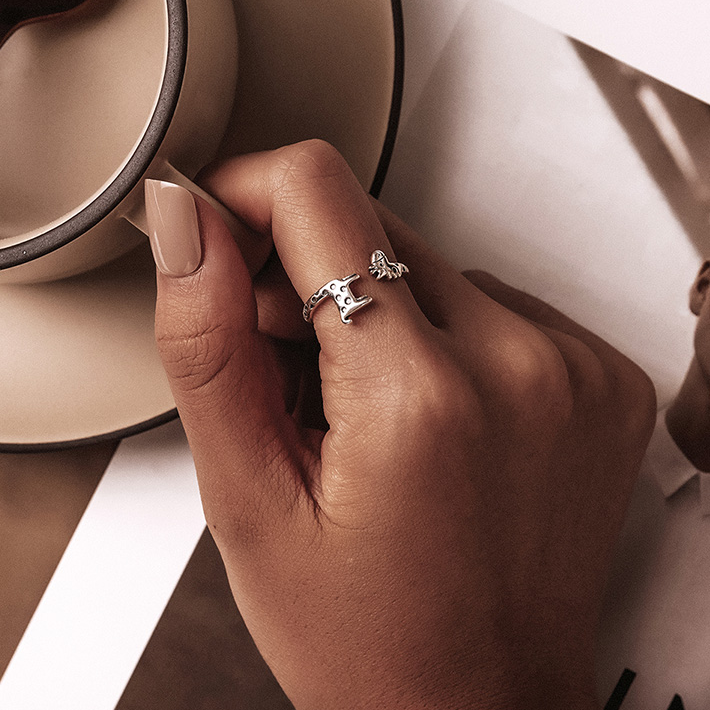Bague Girafe en argent 925 plaqué or blanc ajustable - Photo 3