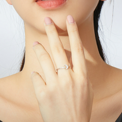 Bague Lune et Étoile Comète en argent 925 plaqué or blanc ajustable avec zircons blancs - Photo 2