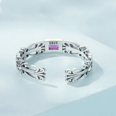 Bague Pierre Rose en argent 925 plaqué or blanc ajustable avec zircon rose - Photo 4