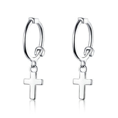 Boucles d'Oreilles Créoles Pendentif Croix