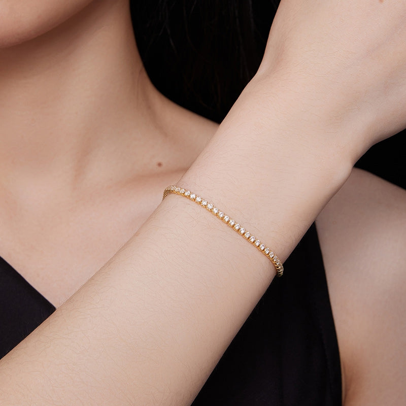 Bracelet Tennis en acier inoxydable plaqué or rose avec zircons blancs - Photo 5