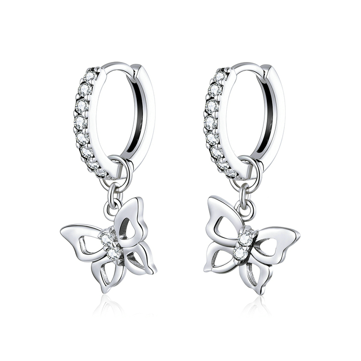 Boucles d'Oreilles Créoles Pendentif Papillons