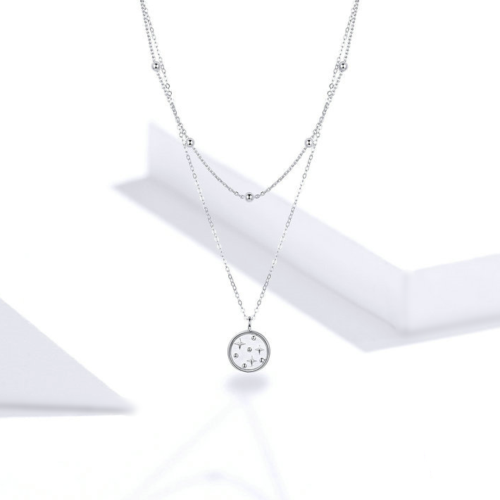 Collier Étoiles en argent 925 plaqué or blanc ajustable - Photo 3