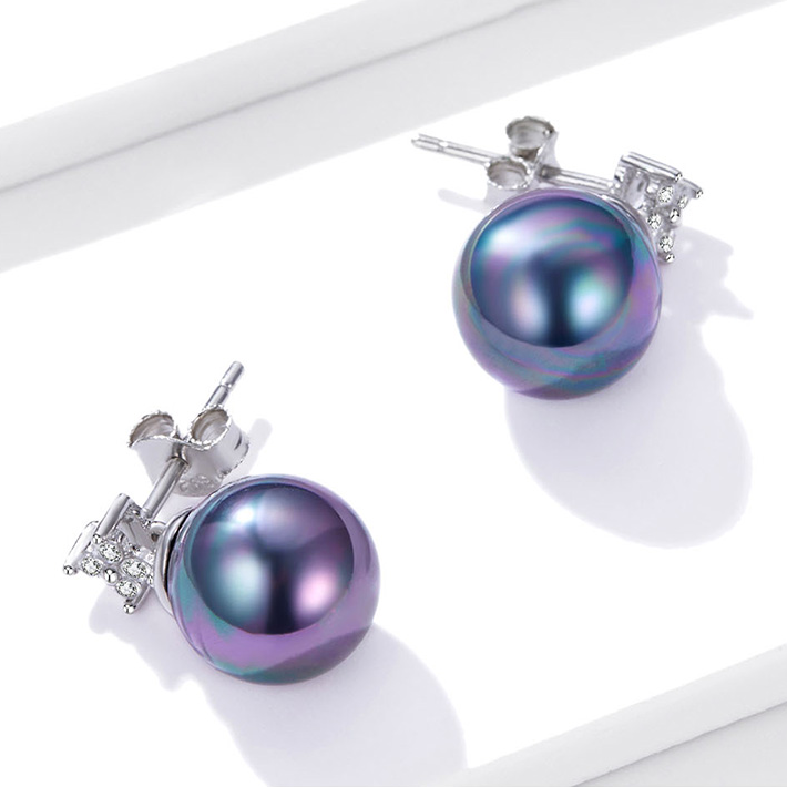 Boucles d'Oreilles Perles Noires - Image 5