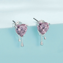 Boucles d'Oreilles Coeurs Roses - Image 3