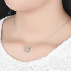 Collier Cercle Lumineux en argent 925 plaqué or blanc ajustable avec zircons blancs - Photo 2