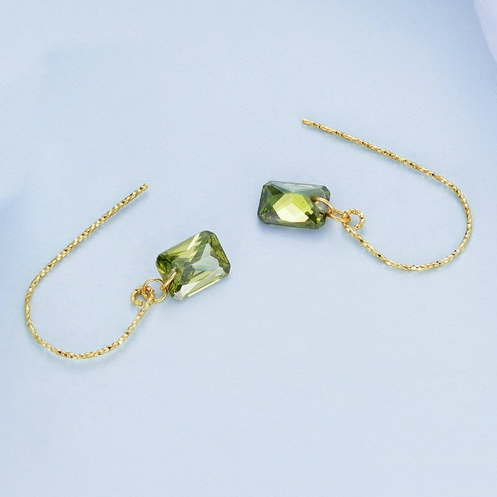 Boucles d'Oreilles Pendantes Vertes - Image 5