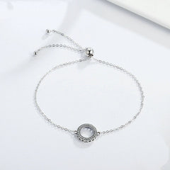 Bracelet Cercle Lumineux en argent 925 plaqué or blanc ajustable avec zircons blancs - Photo 3